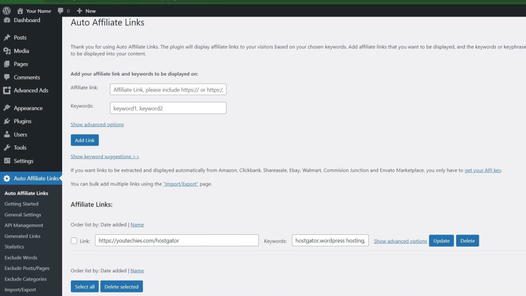 Auto Link Keywords With Affiliate Links