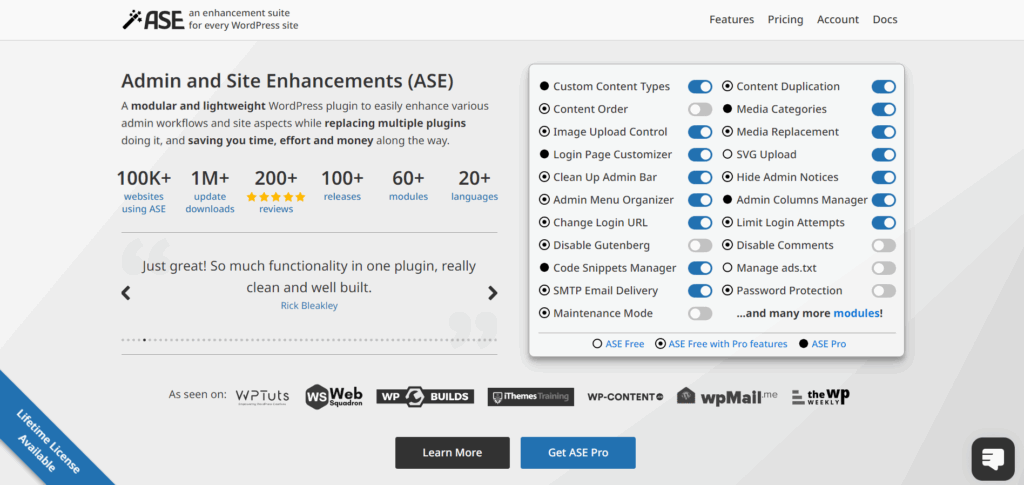 Admin and Site Enhancements (ASE)